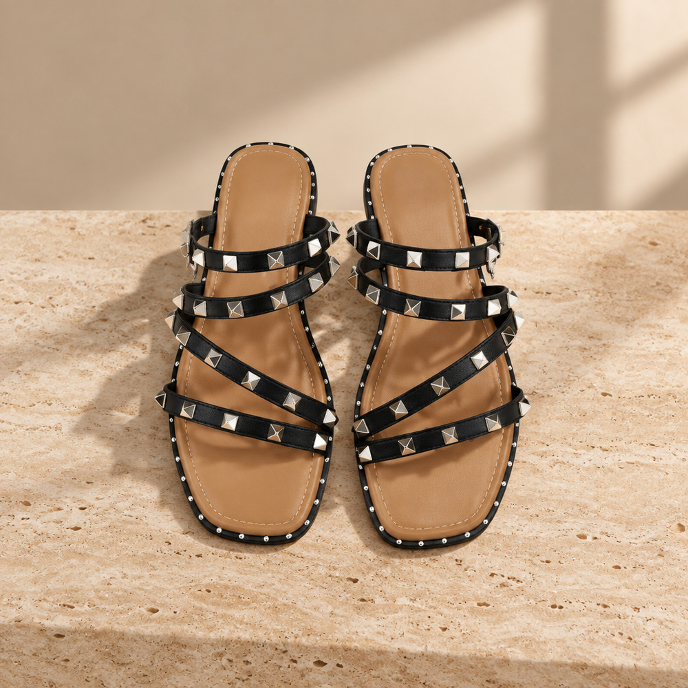 NWOB Women's Hollis Embellished Slide Sandals - A New Day, Black, Size 9